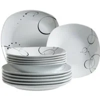 MÄSER Tafelservice Teller Set, Geschirr-Set Chanson (12-tlg), 6 Personen, Porzellan, fantasievolles Dekor, 12 Teile, für 6 Personen