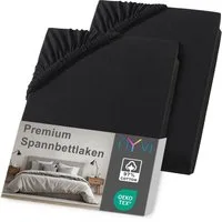 NYVI Spannbettlaken Spannbettlaken DreamScience Premium für Matratzen bis 22 cm Höhe, Jersey-Elasthan, Gummizug: rundum, (2 Stück), Komfort Spannbetttuch, 190g/m², Einlaufschutz, Bügelfrei, mit Gummizug