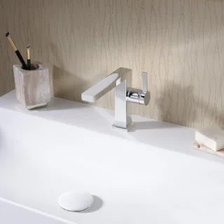 hansgrohe Tecturis E Waschtischarmatur 73023000 Ausladung 155mm, mit Zugstangen-Ablaufgarnitur, chrom