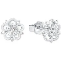 Amor Paar Ohrstecker Schmuck Geschenk Ohrschmuck Blume, Glitzerohrstecker Silber 925, mit Zirkonia (synth)