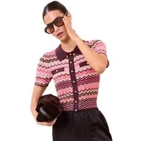 LIPSY 2-in-1-Shirt Lipsy Strickoberteil mit Metallic-Zickzack-Print (1-tlg)