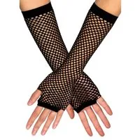 Funny Fashion Kostüm Lange Fingerlose Netzhandschuhe 'New York', Schwa