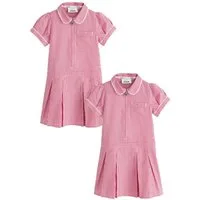 Clarks Blusenkleid Clarks Vichykaro-Kleider mit Front-RV, 2er-Pack (2-tlg)