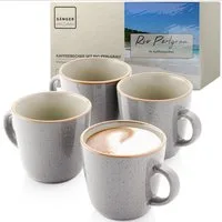 SÄNGER Becher Set Rio, 4-tlg., Steingut, 4 tlg. Rio Perlgrau Kaffeebecher, Grau, Handmade, VALUE COLLECTION