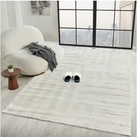 Vimoda Teppich Wohnzimmer Boho Optik Skandinavisch Hochtief in Creme, Rechteckig, Höhe: 11 mm, Läufer Teppich Schlafzimmer Esszimmer