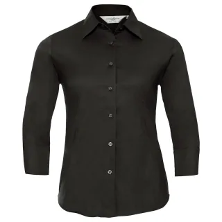 Russell Collection - Hemd Pflegeleicht für Damen 3/4 Ärmel (Schwarz)