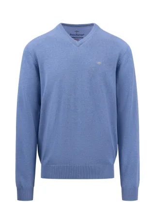 Fynch Hatton - Fein gestrickter Baumwollpullover blau - Gr. - L