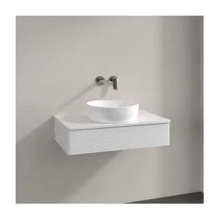 Villeroy und Boch Antao Waschtisch-Unterschrank K08150GF 80x19x50cm, Hahnloch, Waschbeckenplattenfarbe Lack, glossy white lacquer