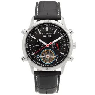 Heritor Automatik Wilhelm Semi-Skelett Lederarmbanduhr mit Tag/Datum