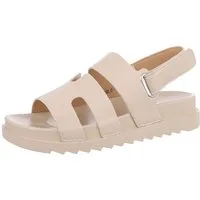 Ital-Design Damen Freizeit Riemchensandalette (86706476) Keilabsatz/Wedge Keilsandaletten in Beige
