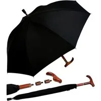 iX-brella Stockregenschirm Stützschirm mit Holzgriff - höhenverstellbar, sehr stabil, im klassischen Design