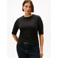 Tommy Hilfiger Curve Kurzarmshirt CRV SLIM 5X2 RIB C-NK 1/2 SLV in großen Größen, in gerippter Struktur