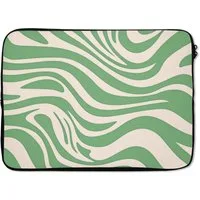 MuchoWow Laptop-Hülle Zebramuster - Grün - Retro 14 Zoll, Schutzhülle für Laptop, Schutz gegen Kratzern, Laptoptasche