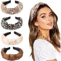 LuxusKollektion Haarreif Haarreifen Damen Mädchen 4er Pack Stirnband Boho Haarbänder Floral