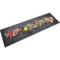 furnicato Teppich Küchenläufer Gewürzdruck 150 x 45 cm mit Samtoberseite und, 45 x 150 cm, Maschinenwaschbare Teppichmatte mit rutschfester Latexunterseite