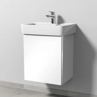 Sanipa 3way Waschtischunterbau zu Geberit Renova Plan Waschtisch mit 1 Tür, Weiß-Glanz BS87278