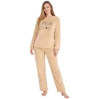 fashionshowcase Hausanzug Damen Winter Pyjama Set aus Plüsch, weicher Zweiteiler (Zweiteiliges Set (Langarmshirt und Hose) Kuscheliger Plüschstoff, modernes Design mit Schriftzug