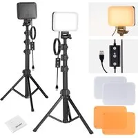 Neewer Videoleuchte BP66 2x LED Studio Panel 3200K-5600K CRI95 mit Stative, eine 10 stufige Dimmung