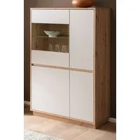 Furn.Design Highboard Kiruma (Vitrine in Kaschmir / Sand und Artisan Eiche, 4-türig, 75 x 144 cm), mit Soft-Close-Funktion