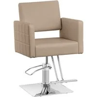 Physa Armlehnstuhl Friseurstuhl mit Fußstütze höhenverstellbar Barber-Stuhl 150 kg, Beige