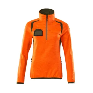 MASCOT Damen Fleecepullover mit kurzem Reißverschluss ACCELERATE SAFE Hi-vis Orange / Moosgrün 3XL - 19353-316-1433-3XL