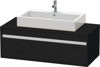 Duravit Ketho Konsolenwaschtischunterbau wandhängend Eiche Schwarz Matt 1200x550x426 mm - KT66960161 KT669601616