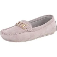 Ital-Design Eleganter Mokassin für Damen mit Verschluss-Details Slipper (91260976) Flach Mokassins in Grau