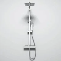 Duschparadies Duschsystem DUSCHPARADIES Thermostat-Duschsystem Edelstahl Quadrat-Design, Set, Brauseschlauch mit Verdrehschutz