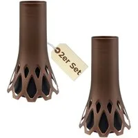 GarPet Bodenvase 2er Set Grabvase mit Sockel Friedhofvase Blumenvase Friedhof bronze 1L