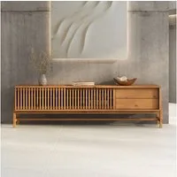 IDIMEX Lowboard ADAMO, Sideboard 180 cm aus Massivholz mit Lamellenschiebetüren Eiche Finish