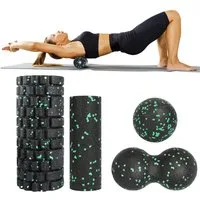 SURFOU Faszienrolle Set Faszien Großer Duoball, Faszienball Faszienrolle Selbst-Massage Set, Faszien Set für Rücken Wirbelsäule Bein Dehnungen und Faszientraining