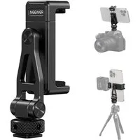 Neewer Handy-Halterung GA010 Metall Handyhalterung mit Kaltblitzschuh & 1/4" Gewinde, (bis 3,3 Zoll, Packung, Drehbare Telefonklammer)