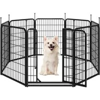 Yaheetech Freigehege 80/100 cm (H), Hundelaufstal Welpenlaufstall, 8-teilig faltbar