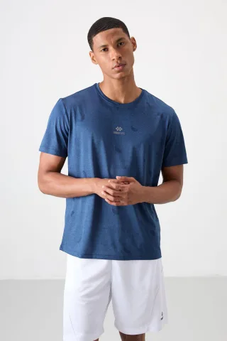 Herren T-Shirt mit Bird's Eye-Muster und Rundhalsausschnitt