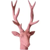 Macosa Home Dekofigur Hirsch Büste Apricot Rosé modern 22 cm (Deko Winter Hirschkopf, Skulptur Herbst Winterdekoration), Dekohirsch Dekobüste Dekofigur
