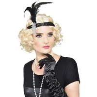 Goods+Gadgets Kostüm Charleston Kostüm 20er Jahre – Burlesque Outfit mit Perlen & Federn, Accessoire für Burlesque Outfit