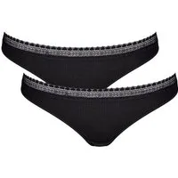 sloggi Brasilslip GO Ribbed (2er Pack) Feinripp, Stretch-Spitze, bequem, weich, elastisch