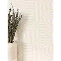 Newroom Vliestapete Bowy Creme Tapete Mustertapete Linien,Bogen, Creme Tapete Boho Linien - Mustertapete Boho Tapete Hellbeige Modern Grafisch Bogen für Wohnzimmer Schlafzimmer Küche, Boho Tapete