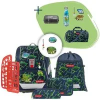 Step by Step Schulranzen 2IN1 PLUS „Wild T-Rex Taro“, 10-teilig, grün (6-teilig, 10-tlg)