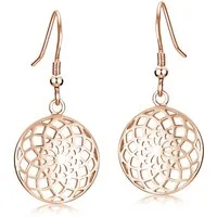 Materia Paar Ohrhänger Lebensblume / Blume des Lebens SO-451 Rose, 925 Sterling Silber, vergoldet