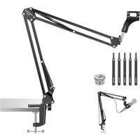 Neewer Mikrofon-Halterung MS006 Mikrofonarmständer Scherenarm Mikrofonarm Tischhalterung, (Packung, mit Clip, 3/8" auf 5/8" Adapter, für Blue Yeti Snowball HyperX Shure)