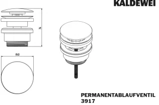 Kaldewei Permanentablaufventil Mod.3917 runder, verchromter Deckel, für WT o.ÜL 910700010999