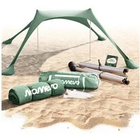 Momevo Strandmuschel Strandzelt mit UV Schutz 50+, zertifiziert für Kinder, Baby, Familien, Personen: 4