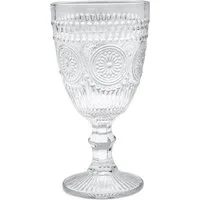 Spetebo Weinglas Retro Weinglas 300 ml transparent - 4er Set, Glas, Vintage Trinkglas mit Relief Muster, spülmaschinengeeignet