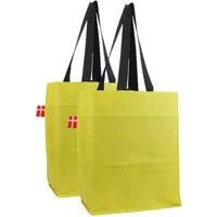 BIKEZAC Shopper 2er Set COBAGS 2.0 Einkaufstaschen Gelb – Recycelt & faltbar (Recycelte Fahrradtasche für Gepäckträger – Platzsparend & robust, Fahrradeinkaufstasche wasserdicht Gepäckträger Einkaufswagen), Recycelt & alltagstauglich – Einfach mit de