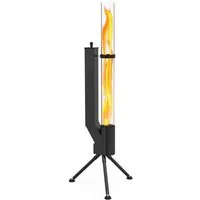 Albatros International Gartenkamin Pelletfackel Schwarz mit Glasrohr Rocket Stove Outdoor, (inkl. Glasrohr und Standfuß), Rocket Stove System lange Brenndauer bis zu 120 Minuten