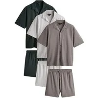 Next Freizeitanzug Jersey-Hemd und Shorts im Set, 3er-Pack (6-tlg)