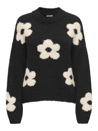 JDY - JDYKILIAN FLOWER L/S PULLOVER KNT black - Gr. - S