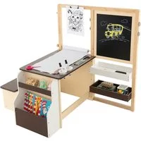 COSTWAY Standtafel 6 in 1 Kinder Staffelei Set, mit Bank