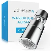 Bächlein Küchenarmatur Hochwertiger Wasserhahnaufsatz mit 2 Strahlarten (Chrom) gerader Aufsatz mit 360° Schwenkbereich